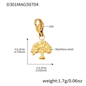Detail eines Lebensbaum-Anhängers aus Edelstahl in Gold mit Karabinerverschluss für DIY-Schmuck