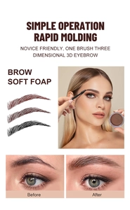 Macro detail of 3D eyebrow soap effect with before and after professional comparison