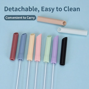 Reusable Tritan beverage straws with colorful silicone tips in various colors