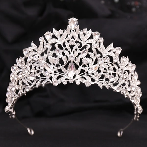 Baroque Bridal Crown Tiara For Women Alloy Rhinestone Crystal Inlaid Wedding Hair Accessories Pageant Party Headpiece