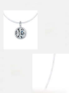 Detail of 925 sterling silver necklace featuring a bezel-set 5A cubic zirconia pendant