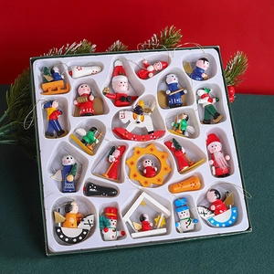 Christmas Tree Hanging Ornaments Wooden Hand Painted Cartoon Puppets Miniature Figurines Festive Holiday Decorations Gift