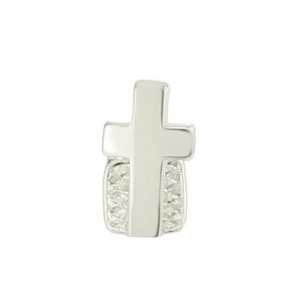 Grillz dentaire hip hop en argent avec motif de croix et détails polis brillants