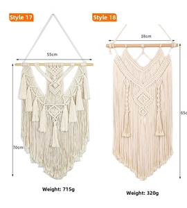 Detailed size and weight specs for handmade boho macrame wall hangings with cotton tassels