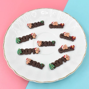 8-piece Christmas bear cookie resin charms for DIY phone cases and craft decoration