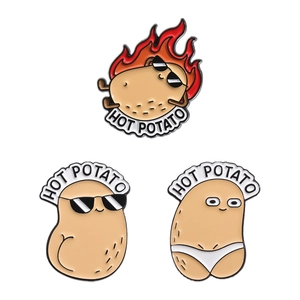 Lot de trois pin's émaillés créatifs en forme de patate chaude avec lunettes de soleil