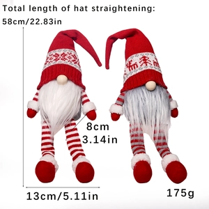 Detailed dimensions of Christmas gnomes with knit reindeer hats and striped legs