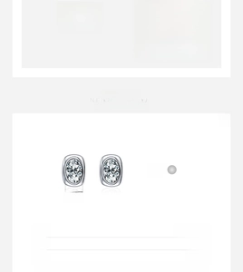 Detailed specs of S925 silver oval cubic zirconia studs measuring 6x8mm and 1.48g
