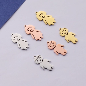 Cartoon Boy Girl Charms 304 Stainless Steel Pendants Minimalist Figure Charms For DIY Jewelry Necklace Making Accessory