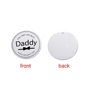 Polished stainless steel round pendant for Father's Day showing front and back views