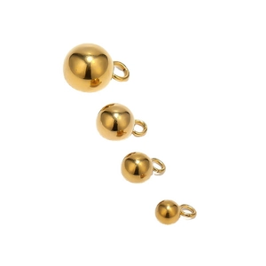 Polished gold stainless steel ball pendants in four sizes for DIY jewelry making