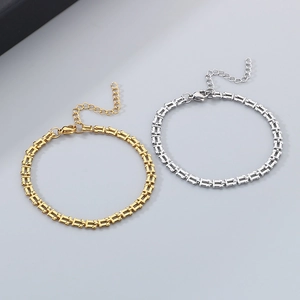 Elegant 18K gold and silver U-link chain bracelets with lobster clasp for women