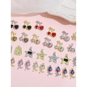 Y2K alloy charms collection with cherry tulip and star shapes for DIY jewelry making