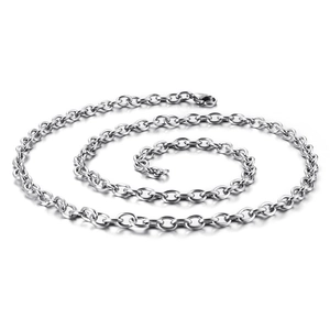 Classic silver stainless steel O-chain necklace with lobster clasp in spiral layout