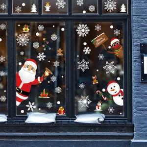 Christmas window stickers set with Santa Claus, reindeer and snowman for festive glass decor