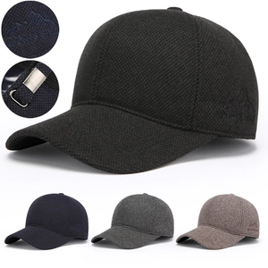 Men Winter Baseball Cap Warm Thickened Woolen Ear Flaps Hat Outdoor Sports Windproof Adjustable Cotton Style