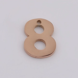 Polished rose gold number 8 pendant made of stainless steel for DIY jewelry making