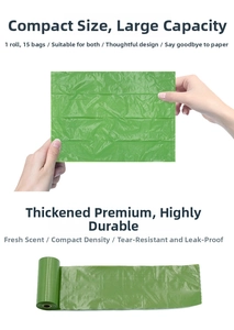 Thick leak-proof green pet waste bags in rolls with high density and fresh fragrance