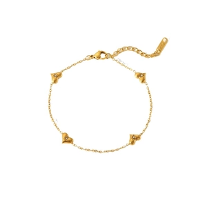 Bracelet coeur en acier inoxydable 316L plaqué or 18 carats avec accents de diamants