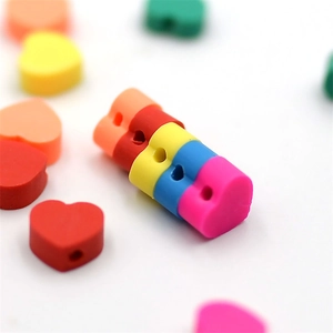 Colorful heart-shaped polymer clay beads for DIY bracelet and necklace jewelry making