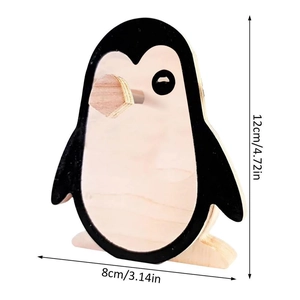 Detailed dimensions of penguin wooden glasses holder: 12cm height and 8cm width display
