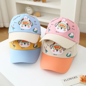 Cartoon Rabbit Music Theme Kids Baseball Cap Cotton Blend Breathable Sun Hat Adjustable For Boys Girls