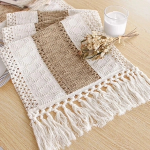 Bohemian Cotton Linen Woven Table Runner With Tassels Patchwork For Dining Room Wedding Party Home Decoration