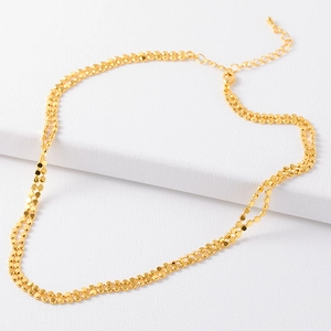 Women Double Layer Small Disc Copper Necklace High-End Minimalist Niche Design Stacked Clavicle Chain Jewelry Accessory
