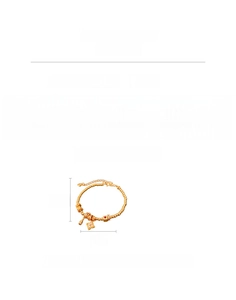 Detailed dimensions and copper material specs for 24K gold plated flower beaded bracelet