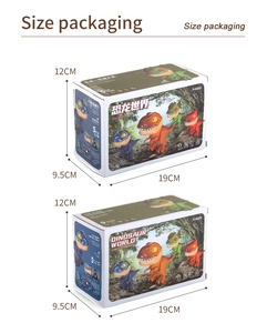Detailed packaging dimensions 19x9.5x12cm for 5-in-1 dinosaur stationery set
