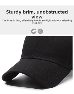 Detail view of structured brim on black baseball cap showing sun protection and clear vision