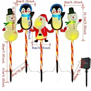 Detailed dimensions of solar Christmas stake lights showing height and cable length