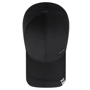 Classic black business baseball cap for men featuring a metal logo and white brim label