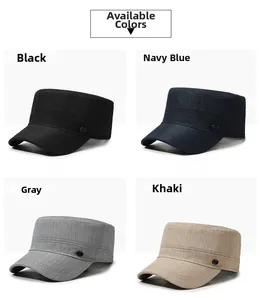 Multi-color options for men's casual flat top sun hats in black navy grey and khaki