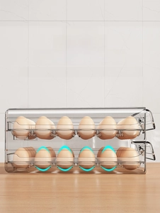 Detail view of double-layer drawer egg box with transparent thickened PET material