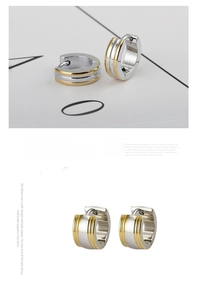 Detailansicht der zweifarbigen Creolen aus Edelstahl in Gold und Silber mit Hochglanzpolitur