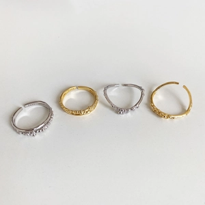 Minimalist 925 Sterling Silver Adjustable Open Ring With Irregular Bubble Texture For Women Single Double Layer Fashion