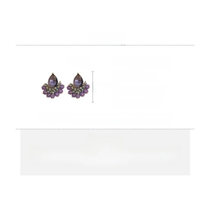 Detailed view showing product dimensions and purple zircon teardrop earring specifications