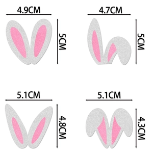 Easter bunny ear cake toppers in pink and silver glitter with size measurements