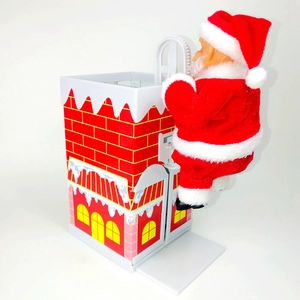 Electric climbing Santa Claus toy with red chimney for Christmas gift and home decoration