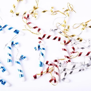 Christmas Candy Cane Hanging Ornaments Plastic Metallic Spiral Stripe Festive Tree Decor Holiday Party Supplies