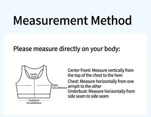 Guide des tailles détaillé pour soutien-gorge de sport avec points de mesure précis