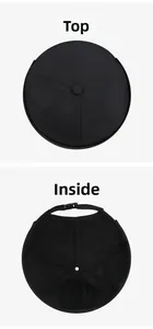 Detail showing the breathable mesh lining and adjustable strap of the black melon cap