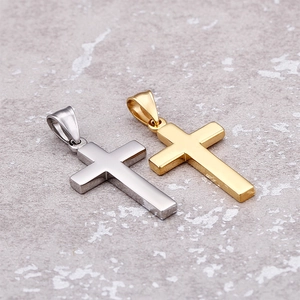 Cross Pendant Stainless Steel 18K Gold Plated Polished Smooth Religious Charm For DIY Jewelry Making Accessories Fashion