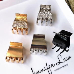 Mini Hair Claw Clips Alloy Rhinestone Geometric Ponytail Holder Hairpins Vintage Korean Style For Women