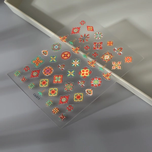 Stickers à ongles 3D bohèmes avec motifs floraux colorés et décors géométriques