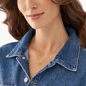 Elegant 925 sterling silver hollow heart pendant necklace in gold finish for women