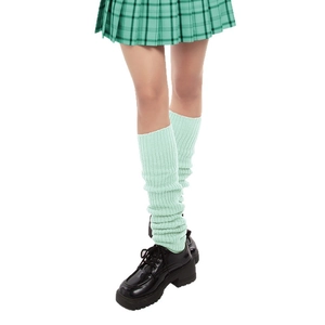 Mint green Japanese loose socks for women featuring knitted texture on white background