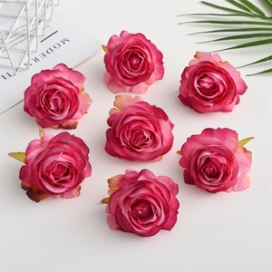 Artificial deep pink rose heads for wedding arch and floral wall decoration