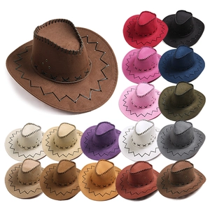 Cappello Da Cowboy Western Retrò A Tesa Larga Cappello Da Sole In Camoscio Con Cuciture A Incrocio E Cordino Per Adulti E Bambini